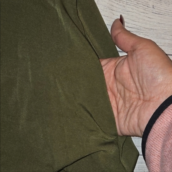 Nina Leonard 3/4 Sleeve Stretch Knit Trapeze Dress Olive Green Size L NWOT - Picture 10 of 10
